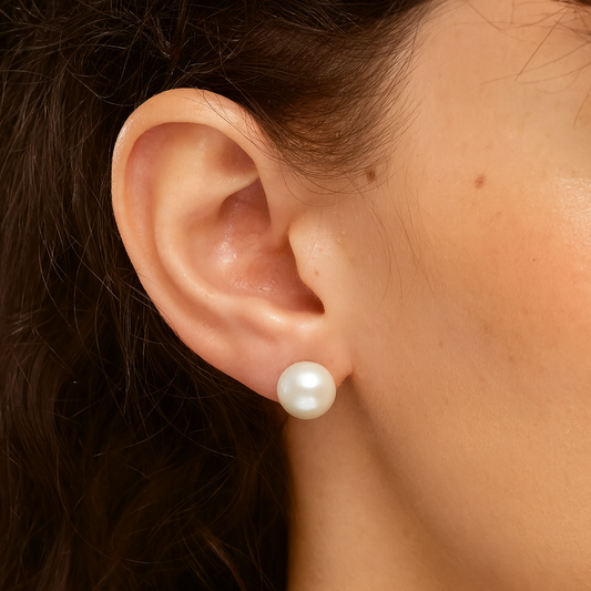 Pookie Classic Freshwater Pearl Solitaire Gold Studs