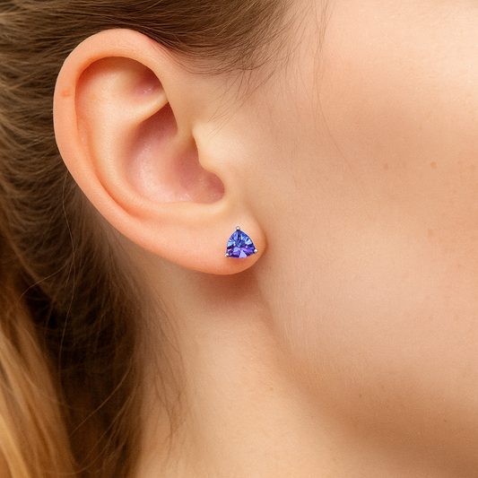 1.50ct Martini-Set Trillion Tanzanite Stud Earrings