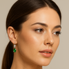 Pear Emerald Lever back Drop / Dangle Earrings with Diamond