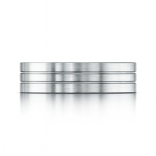 Satin Parallel Grooved Men's Comfort Fit Wedding Band