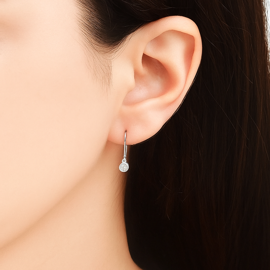 Bezel Setting Round Lab Grown Hoop Stud Drop Diamond Earrings