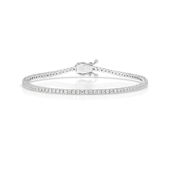 1ct Lab-Grown Round Brilliant Cut Diamonds Platinum Tennis Bracelet