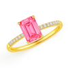 Lab Grown Emerald Cut Fancy Intense Pink Diamond Engagement Ring