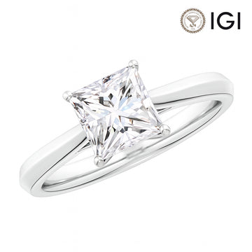 Lab Grown Princess Cut Diamond Tapered Shank Engagement Ring