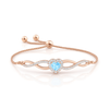 Heart-Shape Aquamarine Infinity Bolo Diamond Gold Bracelet