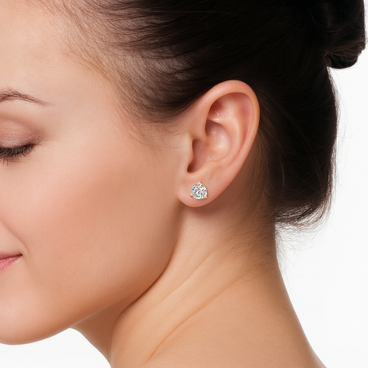 Lab-Grown Round Diamond Prong-Set Martini Stud Earrings