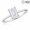 Emerald-Cut Lab-Grown Diamond Engagement Ring with Hidden Halo