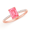 Lab Grown Emerald Cut Fancy Intense Pink Diamond Engagement Ring