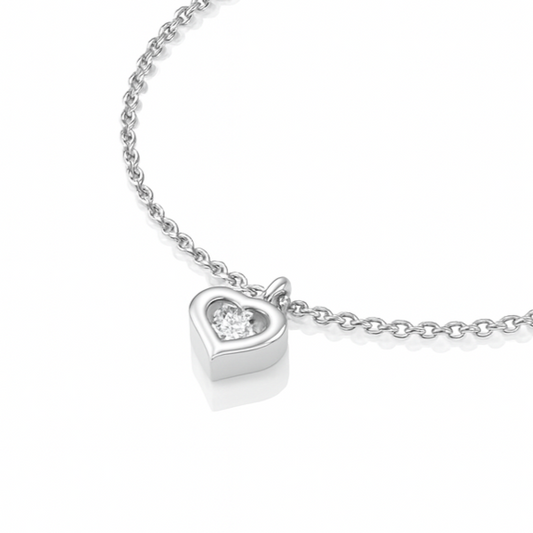 Channel Setting Round Lab Grown Charm Delicate Heart Shape Bracelet