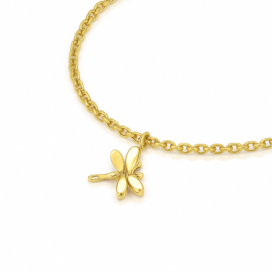 Butterfly Charm Solid Gold Bracelet