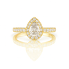 1ct Lab Grown Pear Diamond Ring, Halo Setting, IGI Certified