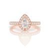 1ct Lab Grown Pear Diamond Ring, Halo Setting, IGI Certified