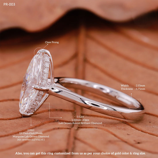 2ct Lab Grown Marquise Diamond Ring | IGI