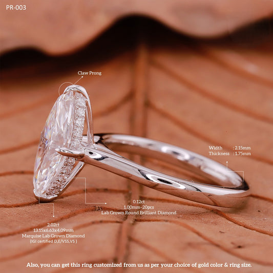 2ct Lab Grown Marquise Diamond Ring | IGI