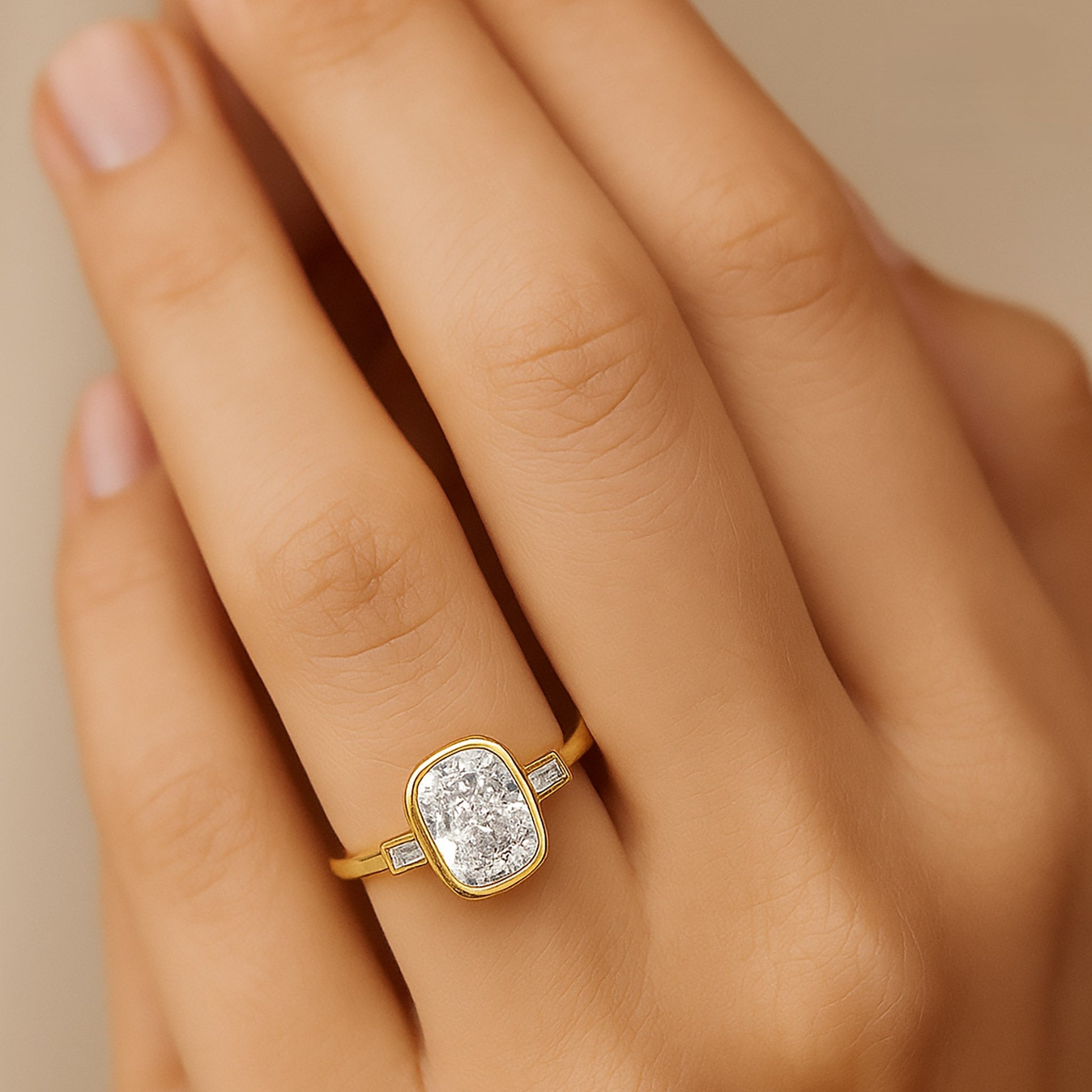 2ct Lab Grown Cushion Diamond Ring | IGI | Bezel Set Ring