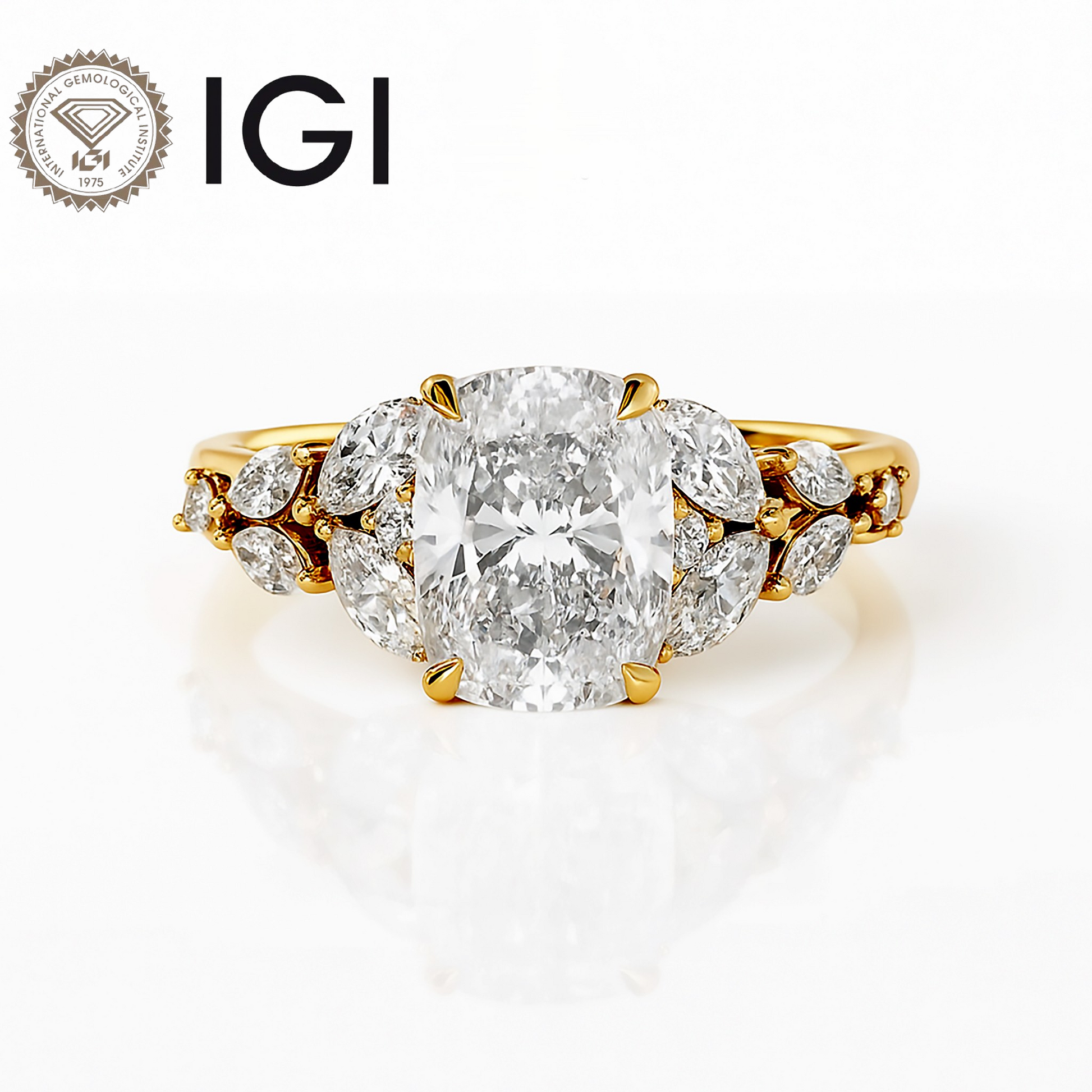 2ct Lab Grown Cushion Diamond Ring | IGI