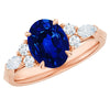 Lab Grown Oval Blue Sapphire Engagement Ring with Diamonds