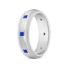 Square Sapphire Low Dome Comfort Fit Wedding Ring for Him Solid Gold Metal