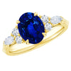 Lab Grown Oval Blue Sapphire Engagement Ring with Diamonds
