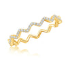 Classic Round Diamond Zig Zag Ring Solid Gold Metal