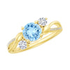 Round Aquamarine and Diamond Twisted Vine Design Engagement Ring